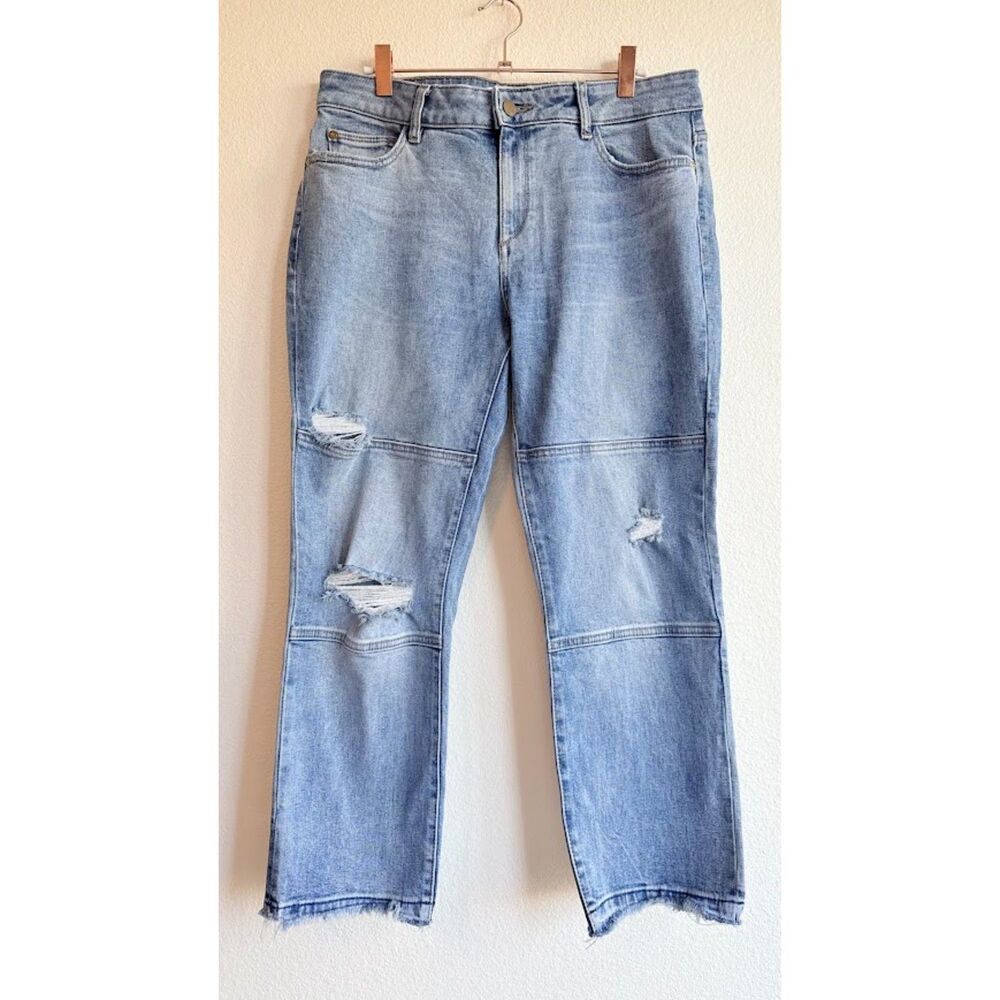DL1961 Mara Instasculpt Straight Ankle Jeans size 30 in Distressed Knee Riptide